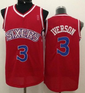 Jerseys Factory Cheap 76ers #3 Allen Iverson Red New Throwback S