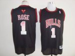 Jerseys Factory Cheap Bulls #1 Derrick Rose Black Fashion Embroi