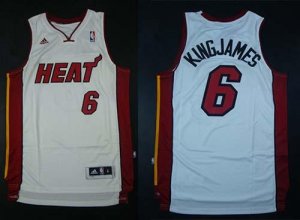 Jerseys Factory Cheap Heat #6 LeBron James White Nickname King J