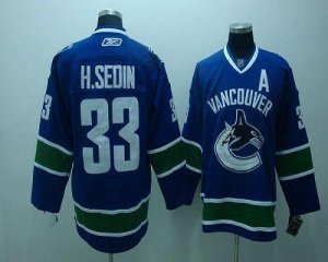 Jerseys Factory Cheap Canucks #33 Henrik Sedin Embroidered Blue