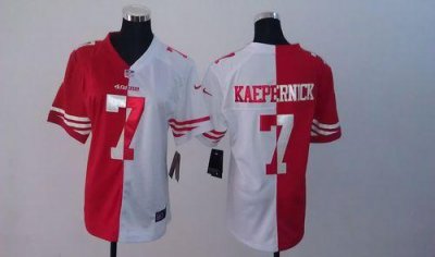 Jerseys Factory Cheap Nike 49ers #7 Colin Kaepernick Red/White W
