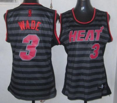 Jerseys Factory Cheap Heat #3 Dwyane Wade Black/Grey Women's Gro