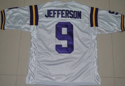 Jerseys Factory Cheap LSU Tigers #9 Jordan Jefferson White Embro