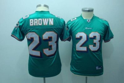 Jerseys Factory Cheap Dolphins #23 Ronnie Brown Green Embroidere