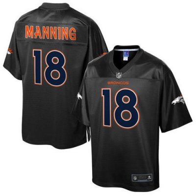 Jerseys Factory Cheap Nike Broncos #18 Peyton Manning Black Men'