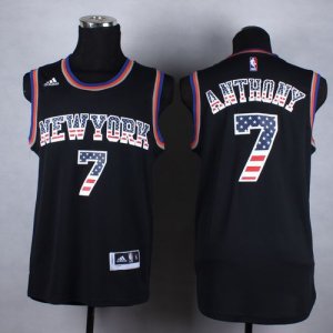 Jerseys Factory Cheap Knicks #7 Carmelo Anthony Black USA Flag F