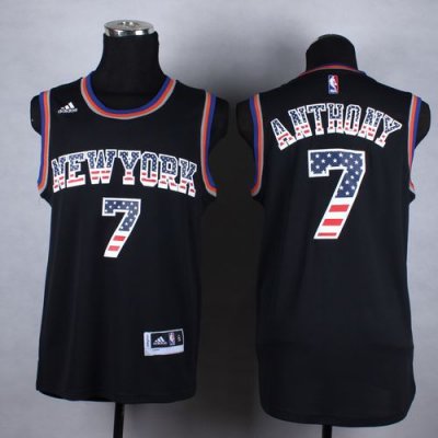 Jerseys Factory Cheap Knicks #7 Carmelo Anthony Black USA Flag F