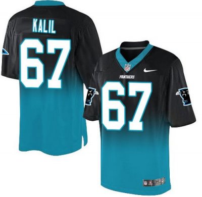 Jerseys Factory Cheap Nike Panthers #67 Ryan Kalil Black/Blue Me