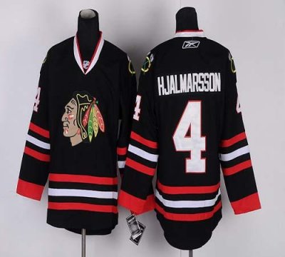 Jerseys Factory Cheap Blackhawks #4 Nikals Hjalmarsson Black Emb