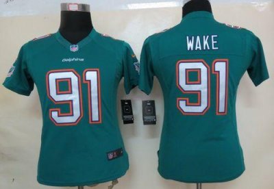 Jerseys Factory Cheap Nike Dolphins #91 Cameron Wake Aqua Green