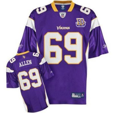 Jerseys Factory Cheap Vikings #69 Jared Allen Purple Team 50TH P