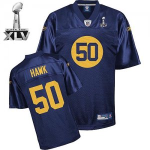 Jerseys Factory Cheap Packers #50 A.J. Hawk Blue Super Bowl XLV