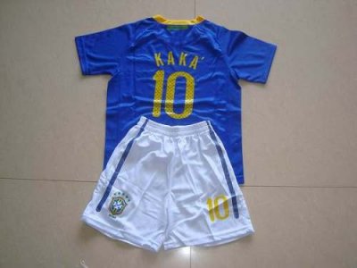 Jerseys Factory Cheap Brazil #10 Kaka Blue Away Kid Soccer Count