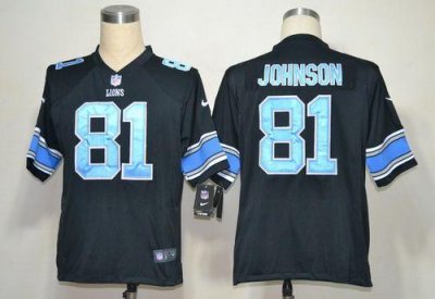 Jerseys Factory Cheap Nike Lions #81 Calvin Johnson Black Altern