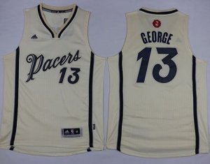 Jerseys Factory Cheap Pacers #13 Paul George Cream 2015-2016 Chr