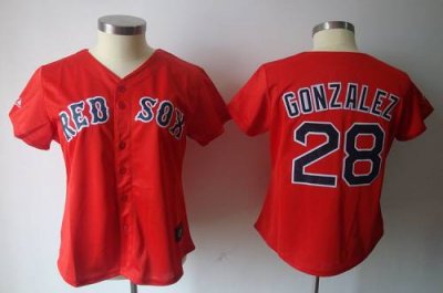 Jerseys Factory Cheap Red Sox #28 Adrian Gonzalez Red Women's Fa