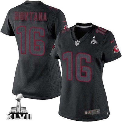 Jerseys Factory Cheap Nike 49ers #16 Joe Montana Black Impact Su