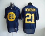 Jerseys Factory Cheap Packers #21 Charles Woodson Blue Stitched