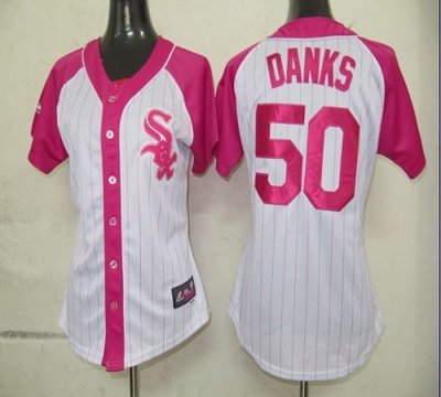 Jerseys Factory Cheap White Sox #50 John Danks White/Pink Women'
