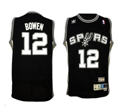 Jerseys Factory Cheap Spurs #12 Bruce Bowen Black Throwback Stit
