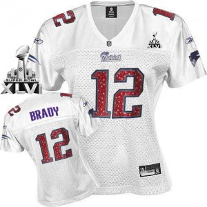Jerseys Factory Cheap Patriots #12 Tom Brady White Women's Sweet