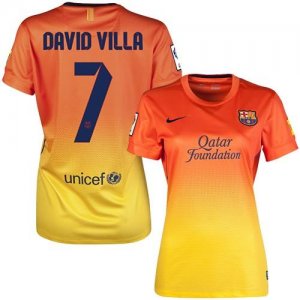 Jerseys Factory Cheap Women's Barcelona #7 David Villa Away Socc
