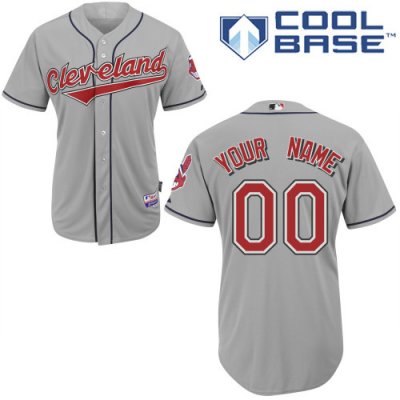 Jerseys Factory Cheap Indians Personalized Authentic Grey Baseba