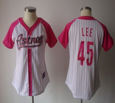 Jerseys Factory Cheap Astros #45 Carlos Lee White/Pink Women's S