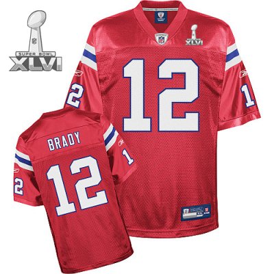 Jerseys Factory Cheap Patriots #12 Tom Brady Red Super Bowl XLVI
