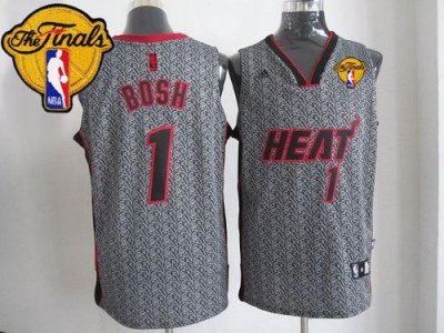 Jerseys Factory Cheap Heat #1 Chris Bosh Grey Static Fashion Fin
