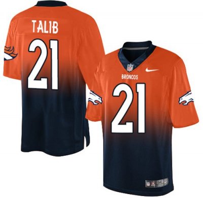 Jerseys Factory Cheap Nike Broncos #21 Aqib Talib Orange/Navy Bl