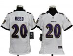 Jerseys Factory Cheap Nike Ravens #20 Ed Reed White Youth Embroi