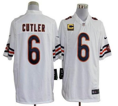 Jerseys Factory Cheap Nike Bears #6 Jay Cutler White With C Patc