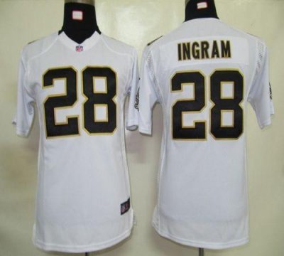 Jerseys Factory Cheap Nike Saints #28 Mark Ingram White Youth Em