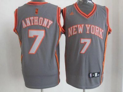 Jerseys Factory Cheap Knicks #7 Carmelo Anthony Grey Graystone F