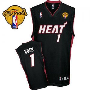 Jerseys Factory Cheap Heat Finals Patch #1 Chris Bosh Black Stit