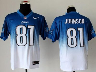 Jerseys Factory Cheap Nike Lions #81 Calvin Johnson Blue/White M
