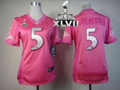 Jerseys Factory Cheap Nike Ravens #5 Joe Flacco Pink Super Bowl