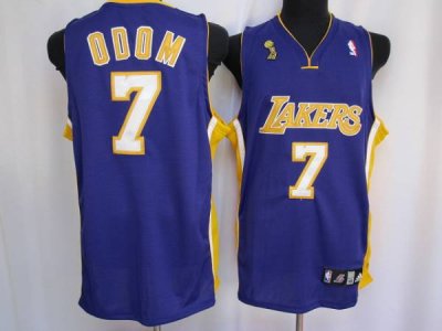 Jerseys Factory Cheap Lakers #7 Lamar Odom Embroidered Purple Ch