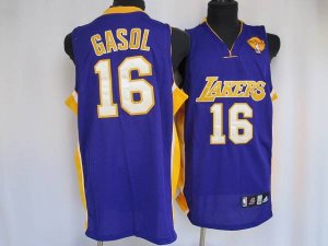 Jerseys Factory Cheap Lakers #16 Pau Gasol Embroidered Purple Fi