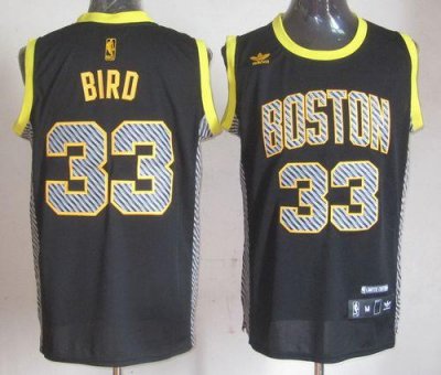 Jerseys Factory Cheap Celtics #33 Larry Bird Black Electricity F