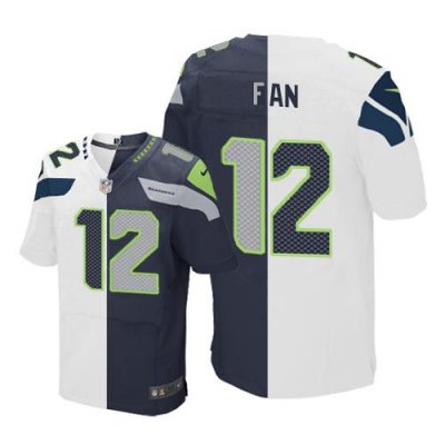 Jerseys Factory Cheap Nike Seahawks #12 Fan White/Steel Blue Men