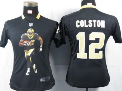 Jerseys Factory Cheap Nike Saints #12 Marques Colston Black Team