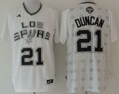Jerseys Factory Cheap Spurs #21 Tim Duncan White New Latin Night