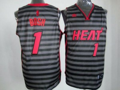 Jerseys Factory Cheap Heat #1 Chris Bosh Black/Grey Groove Embro