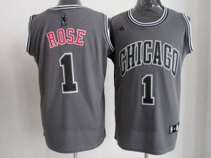 Jerseys Factory Cheap Bulls #1 Derrick Rose Grey Graystone II Fa