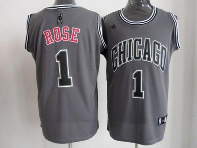 Jerseys Factory Cheap Bulls #1 Derrick Rose Grey Graystone II Fa