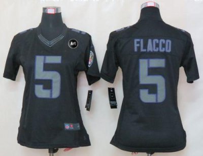 Jerseys Factory Cheap Nike Ravens #5 Joe Flacco Black Impact Wit