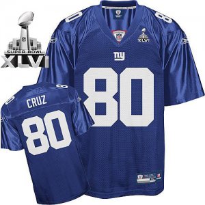 Jerseys Factory Cheap Giants #80 Victor Cruz Blue Super Bowl XLV