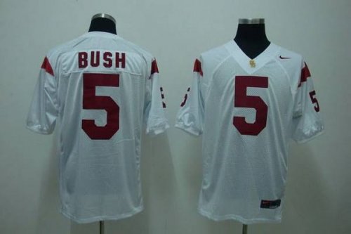 Jerseys Factory Cheap Trojans #5 Reggie Bush White Embroidered N